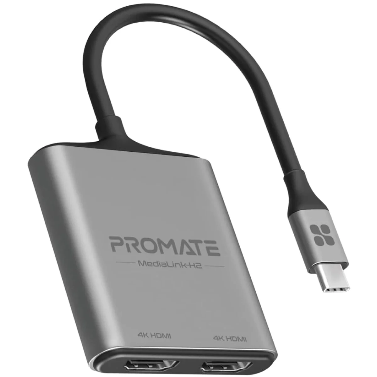 محول Promate MediaLink-H2 من USB-C الي HDMI مزدوج 4K HDR Thunderbolt 4