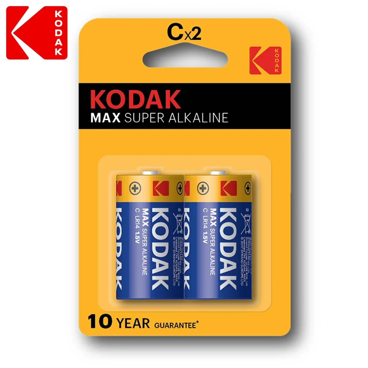 بطاريات Kodak CX2 Max Super Alkaline مقاس C، عبوة قطعتين