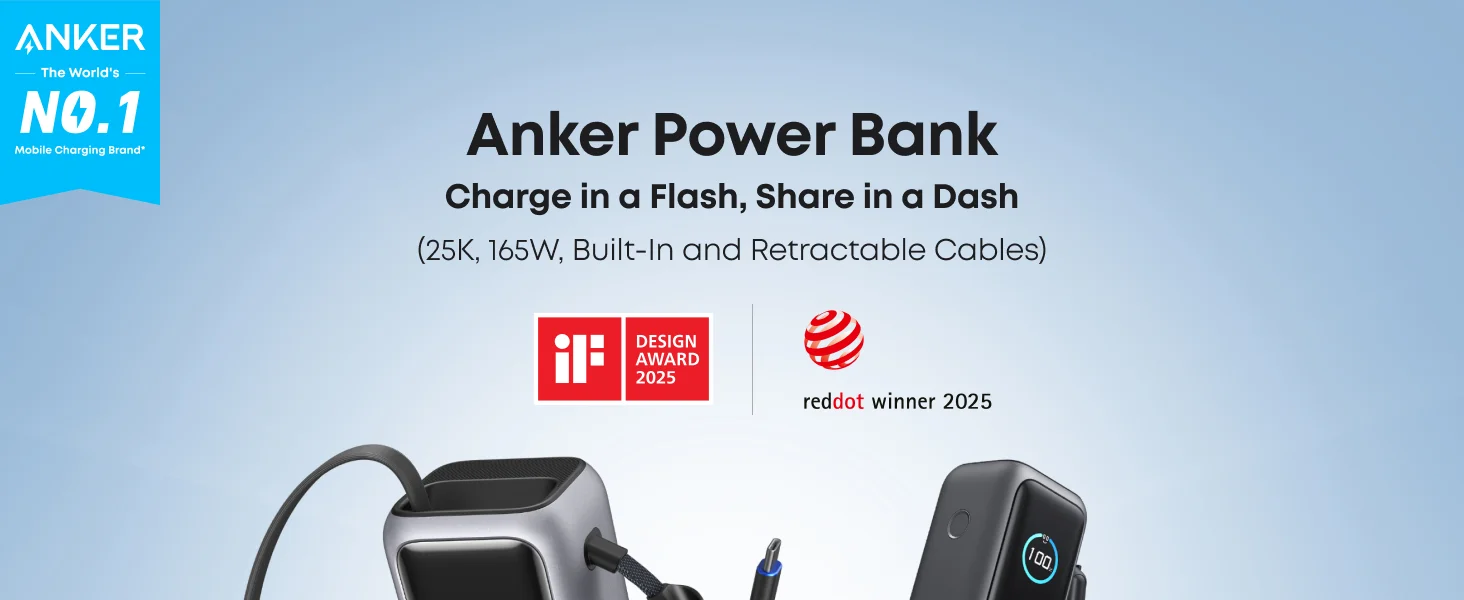 Anker Zolo A1695 25,000mAh 165W Power Bank with Built-In Cables - Thumbnail 6