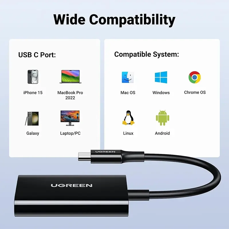قارئ بطاقات Ugreen 35622 USB-C إلى SD وmicroSD بسرعة 170MB/s – أسود - Image 2