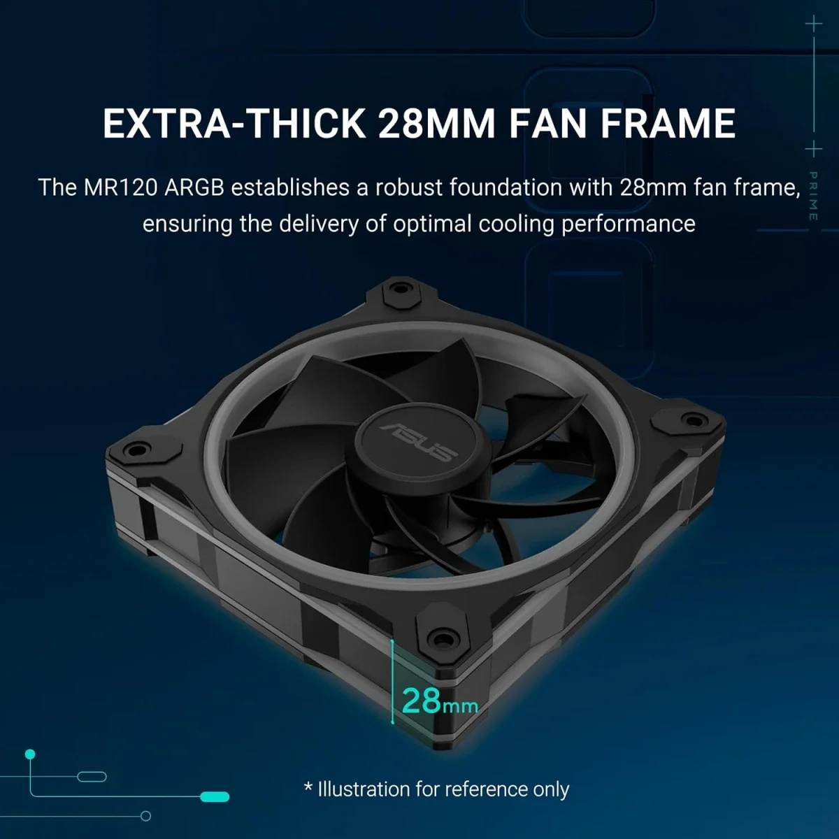 مروحة كيس Asus Prime MR120 ARGB مقاس 120mm باللون الأسود - Thumbnail 2