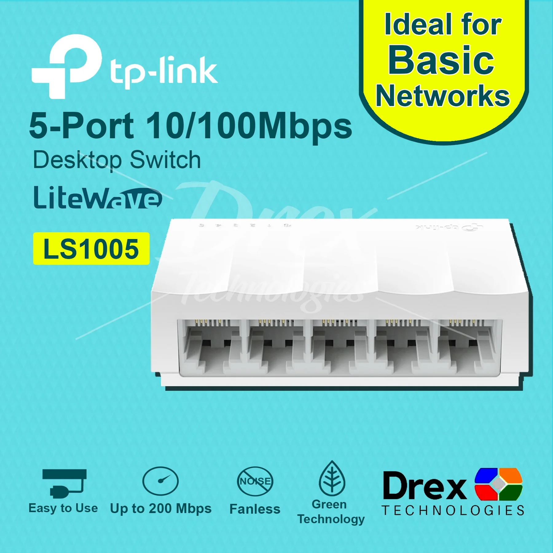 TP-LINK LS1005 5-Port Desktop Switch 10/100Mbps Ethernet - Image 4