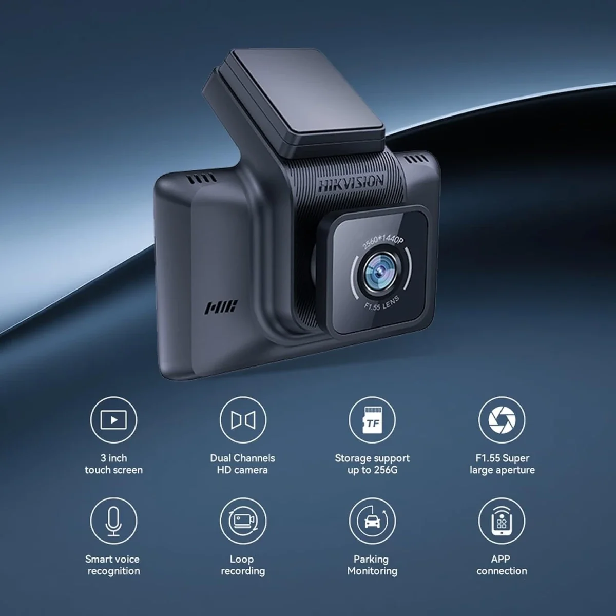 كاميرا داش أمامية HIKVISION AE-DC4328-K5 بدقة 2160P مع GPS وWi‑Fi وحساس G وشاشة 3 إنش - Image 2