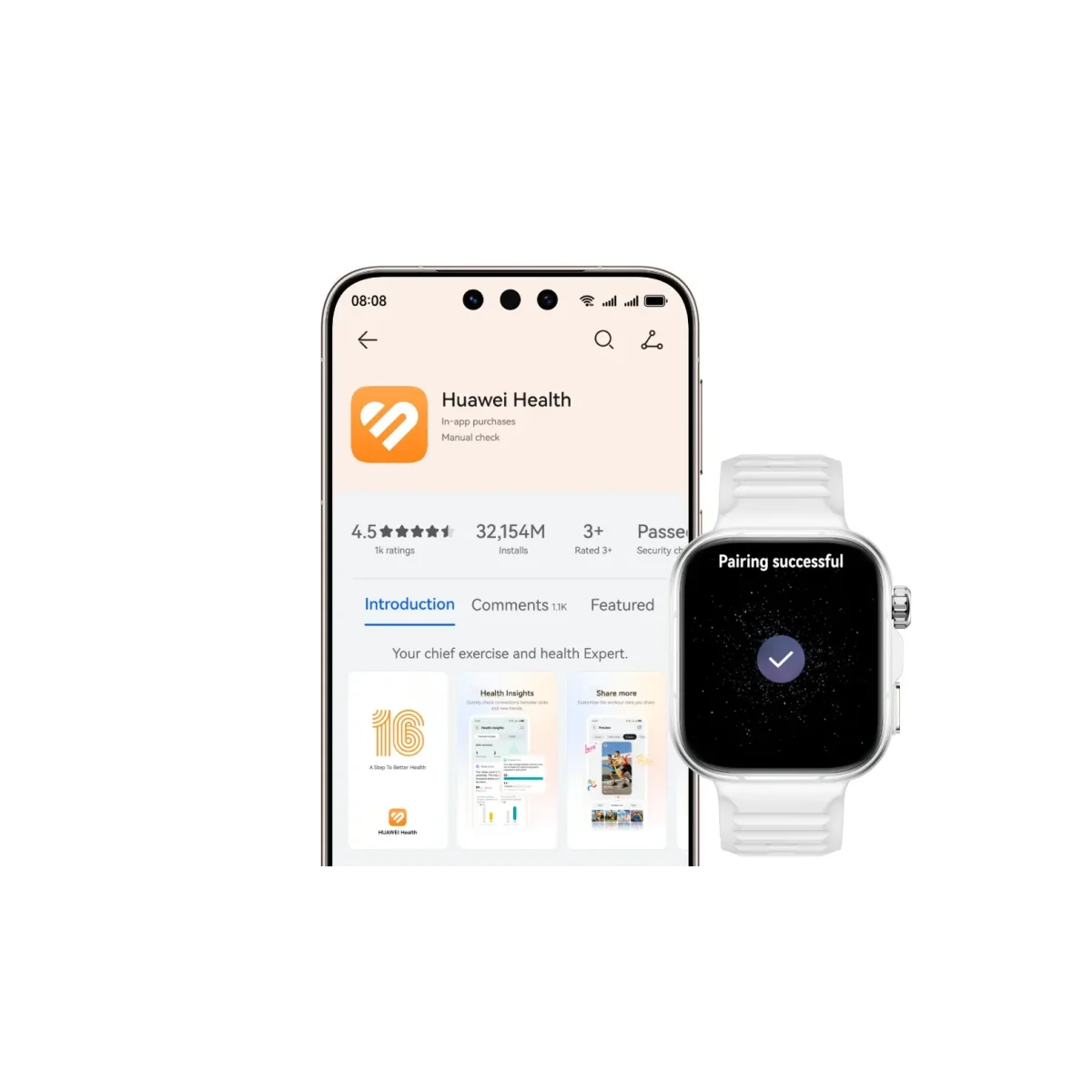 ساعة ذكية HUAWEI WATCH FIT 5 Pro بشاشة AMOLED 1.90 إنش، برتقالي - Thumbnail 6
