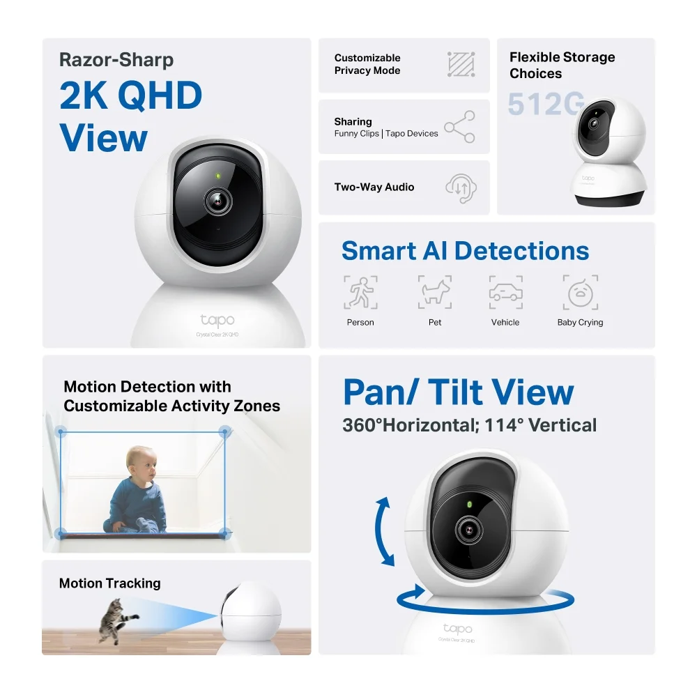 TP-LINK Tapo C220 Pan & Tilt AI Home Security Wi‑Fi Camera 2K QHD - Image 3