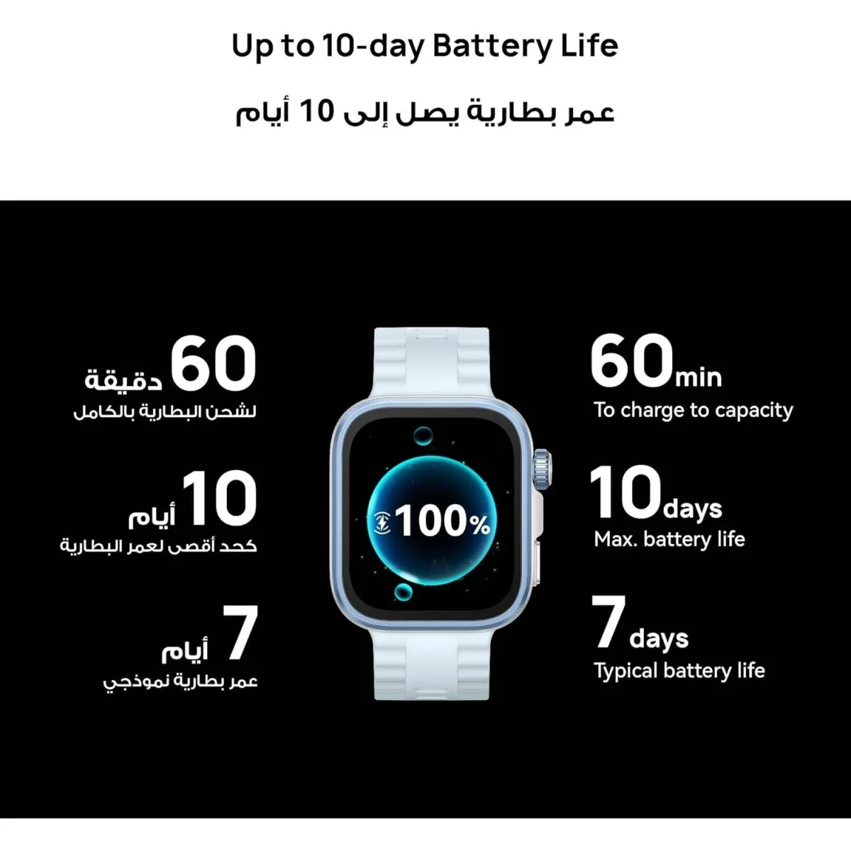 ساعة ذكية HUAWEI WATCH FIT 4 Pro بشاشة AMOLED مقاس 1.82 إنش وGPS وتخطيط القلب باللون الأزرق - Thumbnail 8