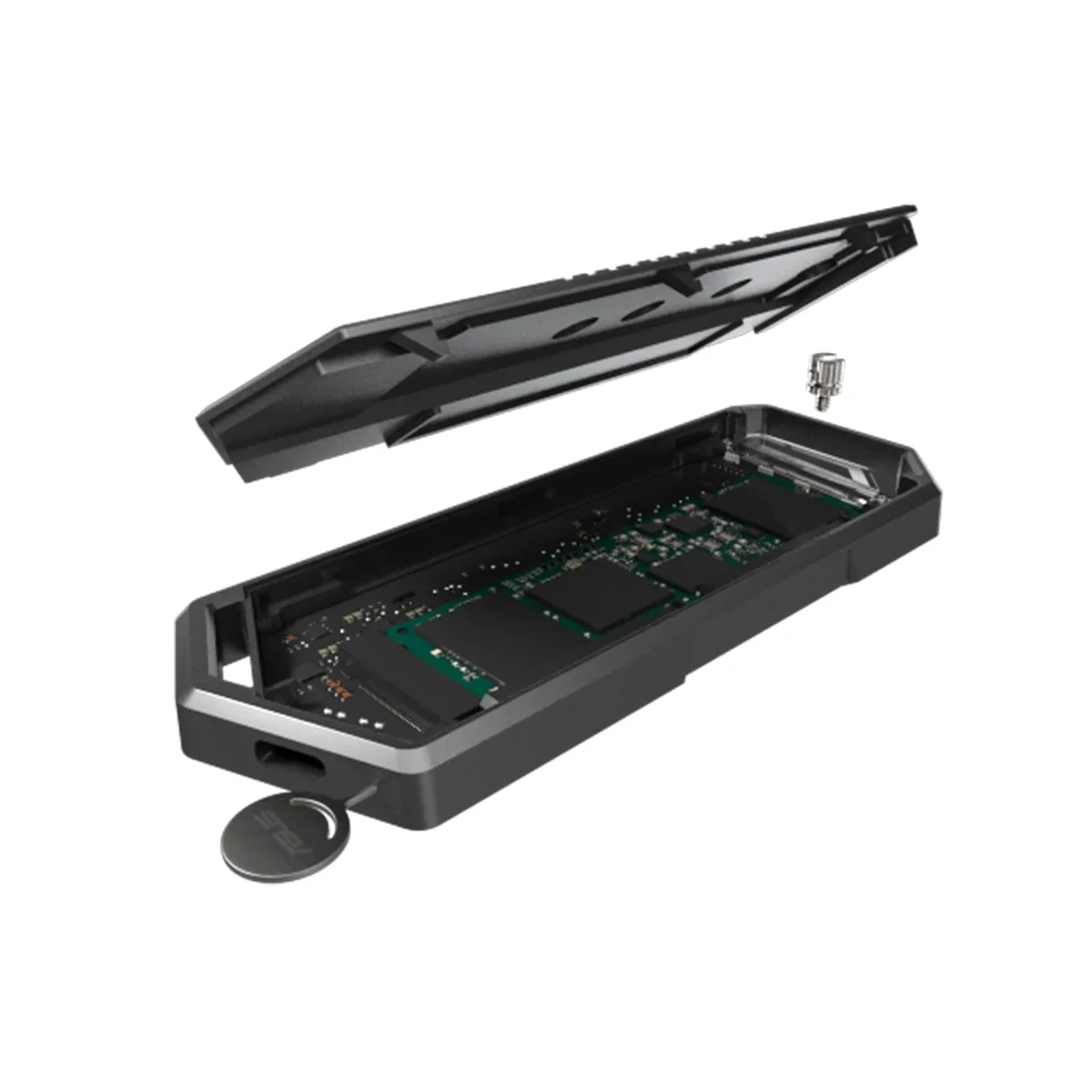 Asus ROG Strix Arion Aluminum M.2 NVMe SSD Enclosure, USB 3.2 Gen 2 Type-C, 10 Gbps, Protective Holder and Dual Cables - Image 3