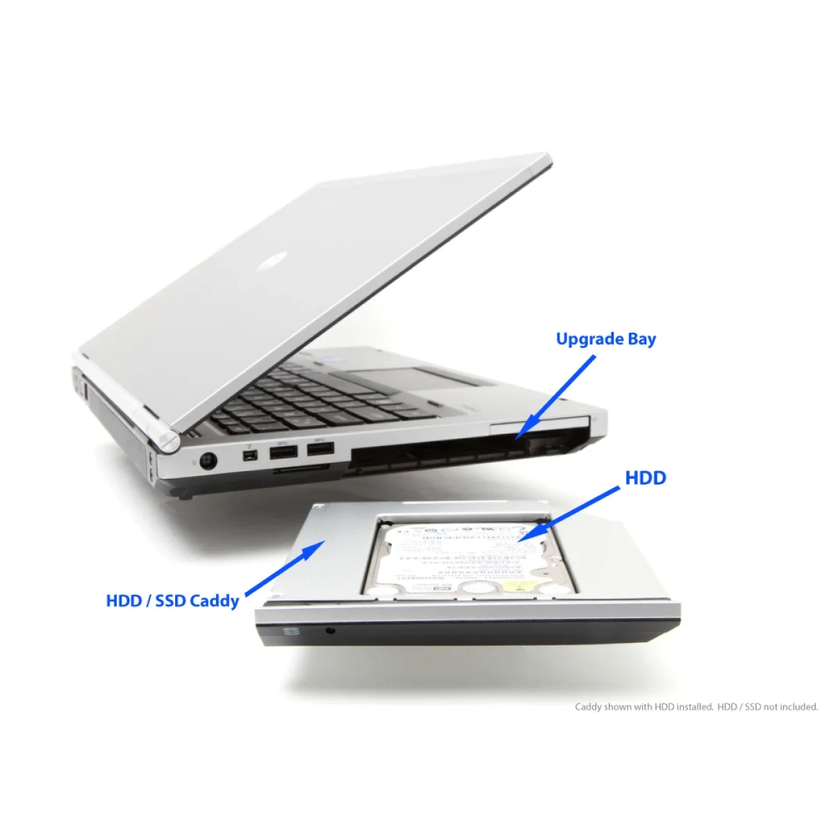 حامل HDD داخلي للابتوب Universal N44 مقاس 2.5 إنش SATA بسمك 9.5 مم فضي - Image 3
