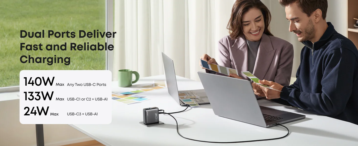 Anker 140W 4-Port GaN USB-C Charger with Smart Display, Black - Thumbnail 13