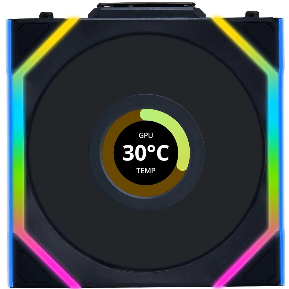 مراوح تبريد LIAN LI UNI FAN SL Wireless LCD 120 ثلاثية، شاشة IPS 1.6 إنش، ARGB مزدوج المنطقة، وحدة تحكم 2.4GHz، أسود - Image 2