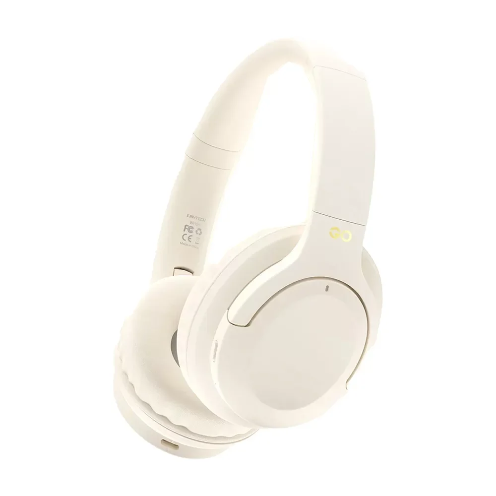 سماعة رأس Fantech WH05A Go Vibe لاسلكية بلوتوث 5.3 بعزل ضوضاء ANC، بيج