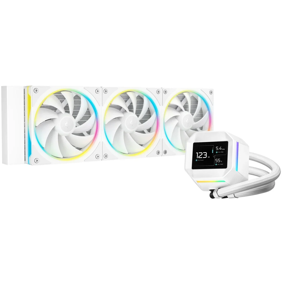 DeepCool LM360 ARGB 360mm Liquid CPU Cooler with 2.4 Inch IPS Display, MP4 Support, Gen 6 Pump 3400RPM - White - Image 6