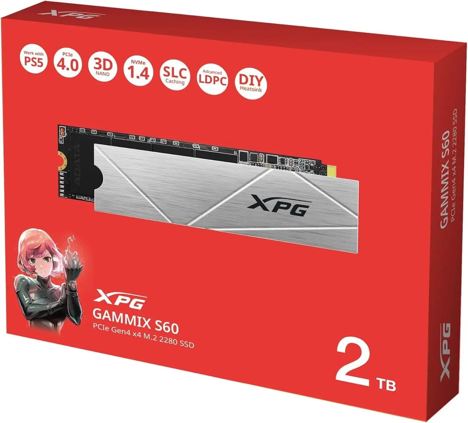 هارديسك  داخلي ADATA XPG GAMMIX S60 سعة 2 تيرابايت PCIe Gen4 M.2 - Thumbnail 2