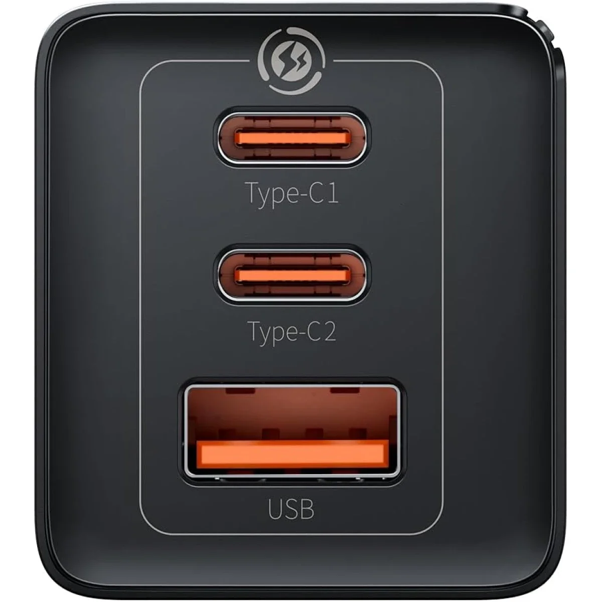 شاحن جداري Baseus GaN5 Pro سريع 65 واط مع 3 منافذ وكابل USB-C بطول 1 متر - أسود - Image 2