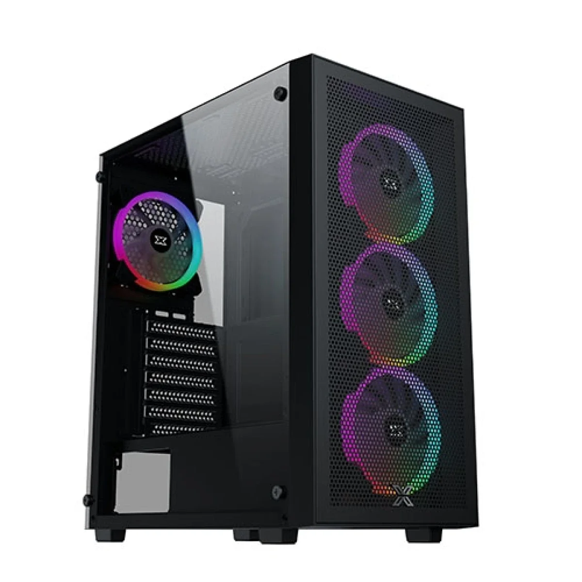 هيكل ألعاب XIGMATEK Gaming Z ATX أسود بشبك معدني وزجاج مقوى و4 مراوح LED - Thumbnail 2