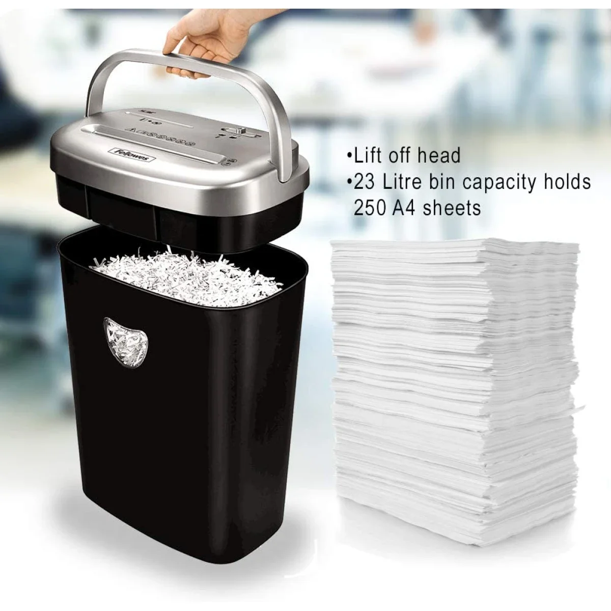 آلة فرم الورق Fellowes Powershred 53C بتقطيع متقاطع لـ10 أوراق مع SafeSense - Thumbnail 3