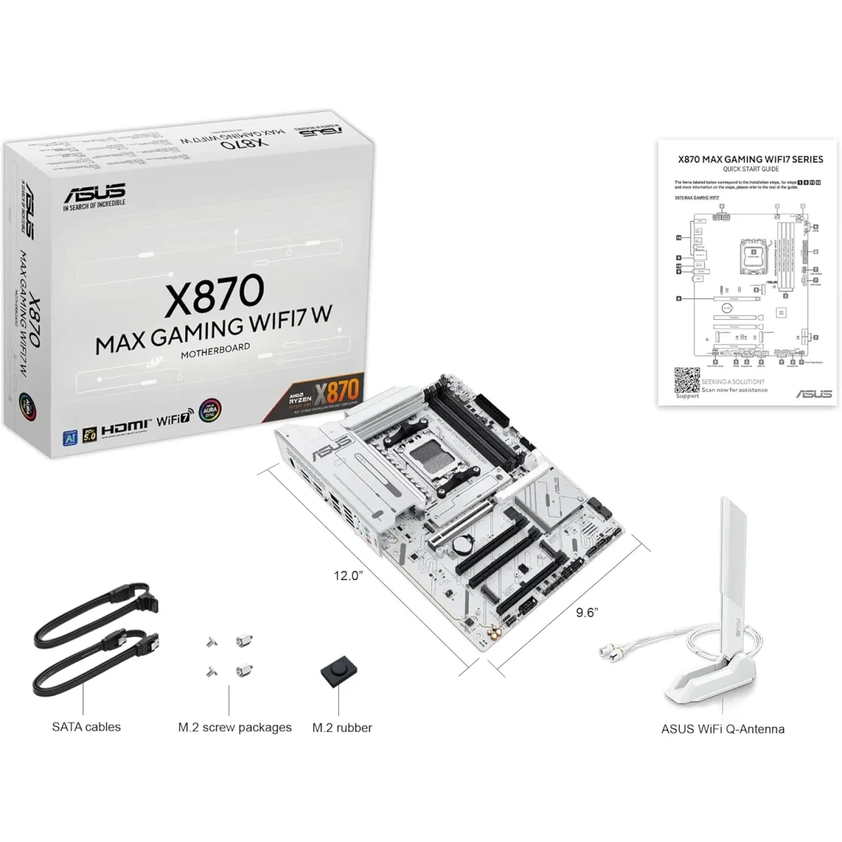 Asus X870 MAX GAMING WIFI7 W AM5 ATX Motherboard, AMD X870, DDR5, 3x M.2, Wi-Fi 7, Bluetooth 5.4, White - Image 5