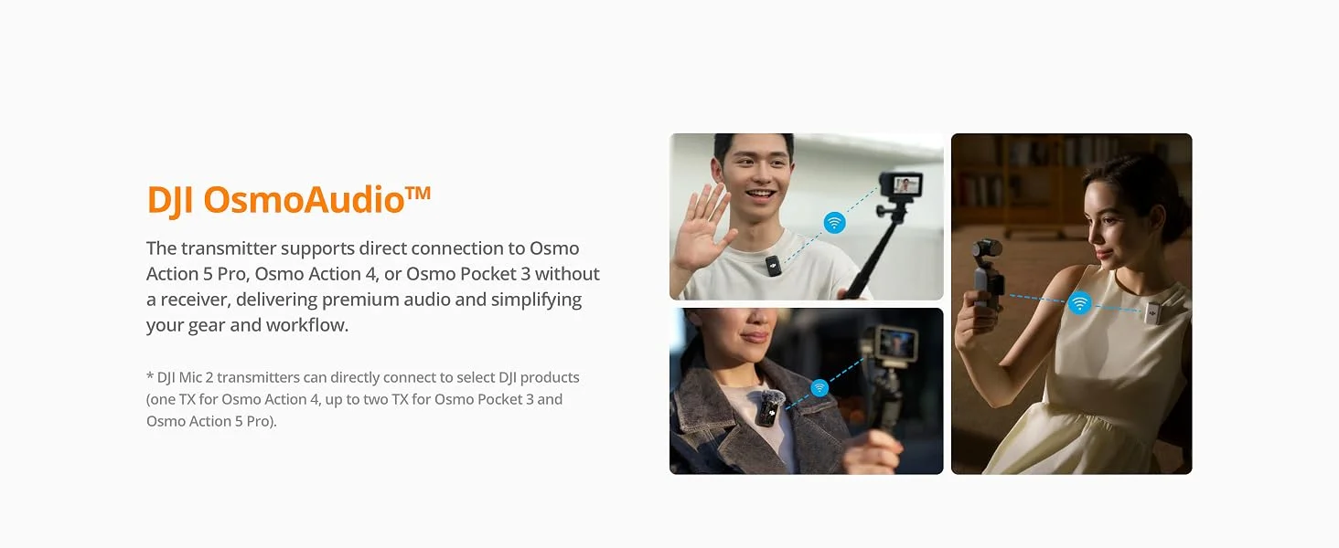 ميكروفون لاسلكي DJI Mic 2 مع 1 TX + 1 RX وتسجيل 32 بت Float ومدى 250 متر - Thumbnail 17