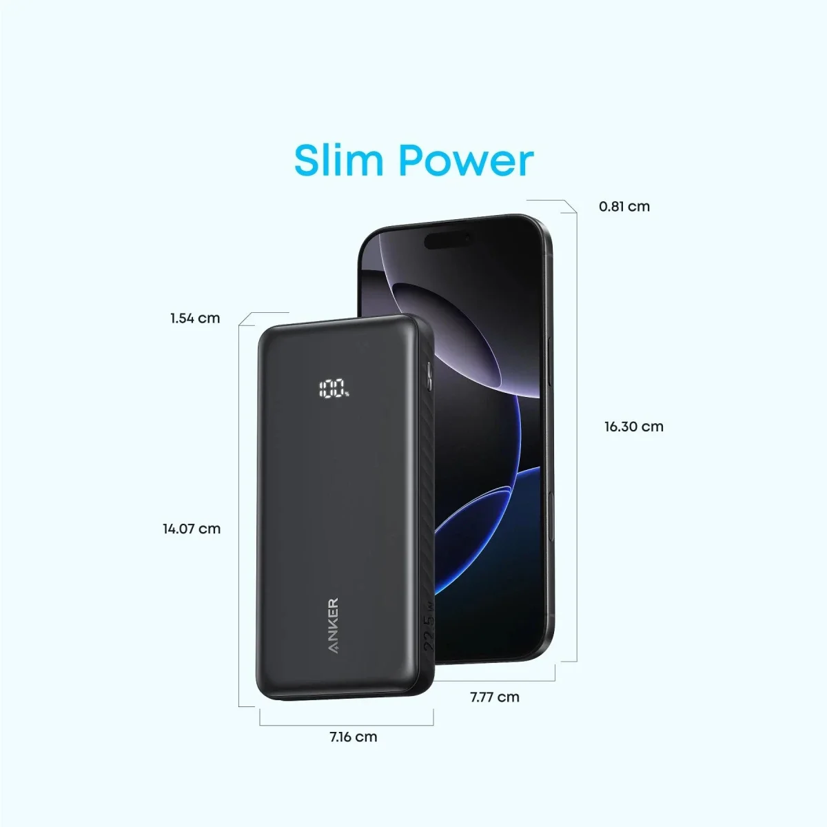 Anker Zolo 10000mAh 22.5W Power Bank with Built-In USB-C Cable - Black - Thumbnail 4