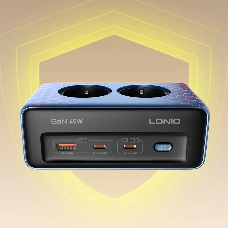 وصلة كهرباء LDNIO SE3 EU مع 4 مقابس AC و3 منافذ USB - Image 2