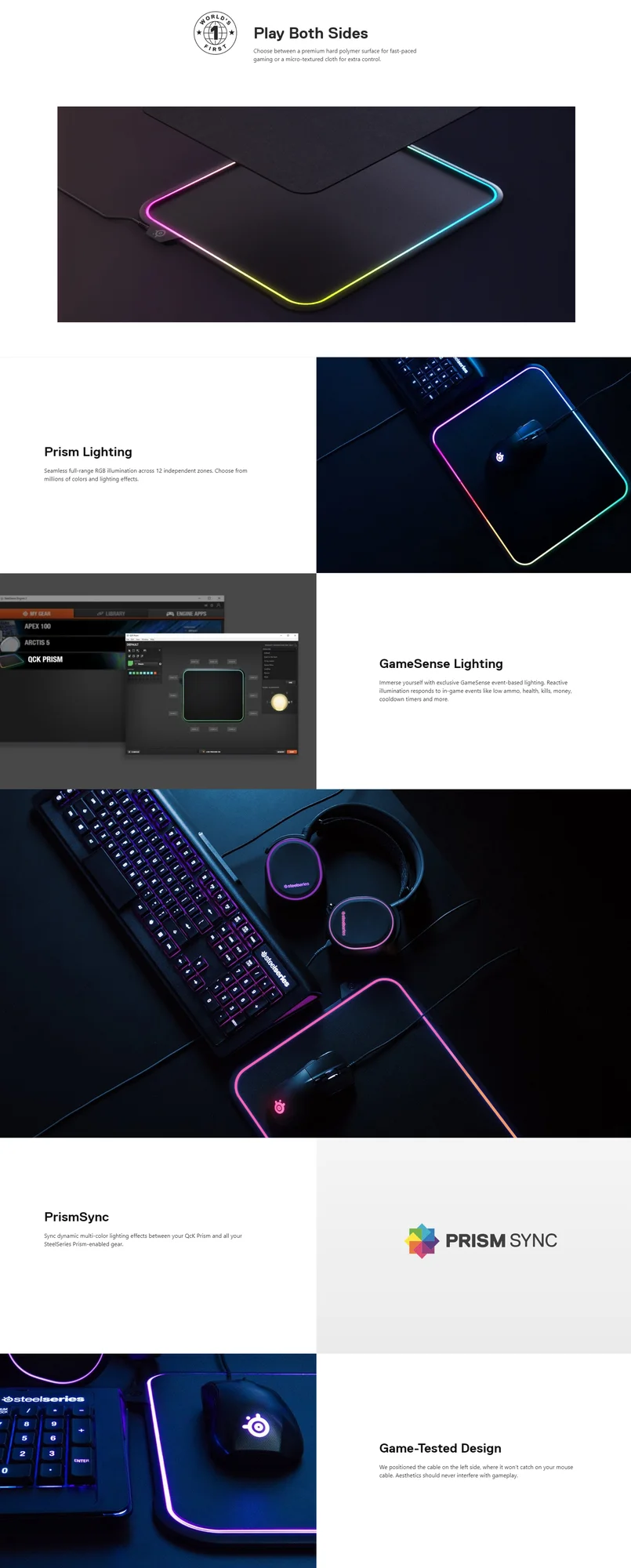 ماوس باد ألعاب SteelSeries QcK Prism بإضاءة RGB وسطحين - Thumbnail 5