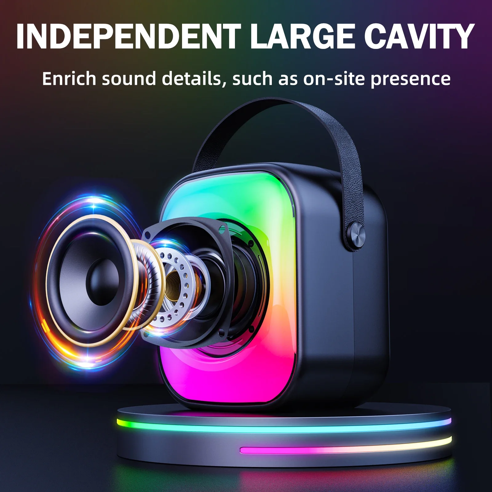 ONIKUMA L7 RGB Bluetooth Karaoke Speaker with 2 Microphones - Beige - Image 16
