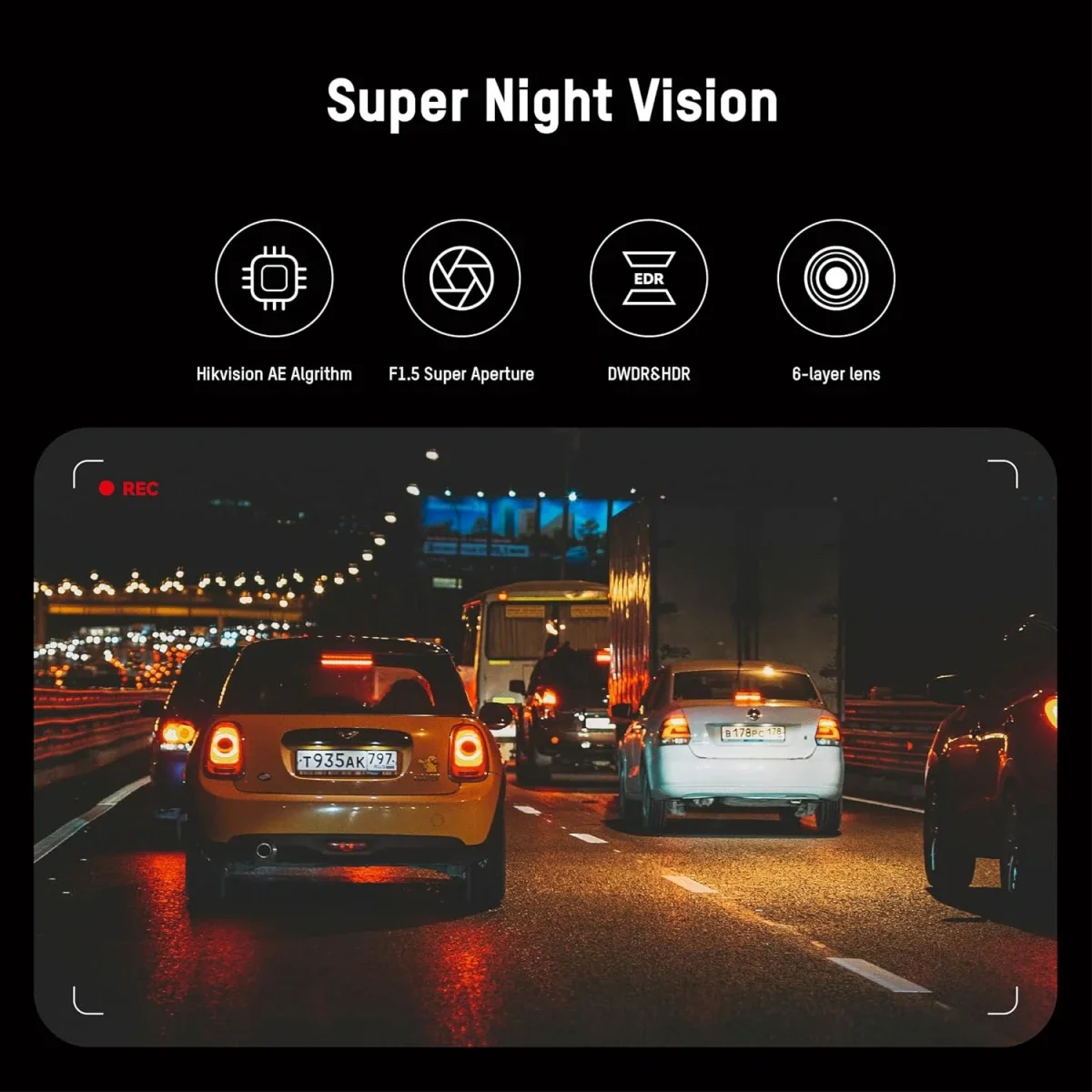 كاميرا داش HIKVISION AE-DC8222-C8 PRO (4K) ثنائية القناة 4K أمامية و1080P خلفية - Image 4