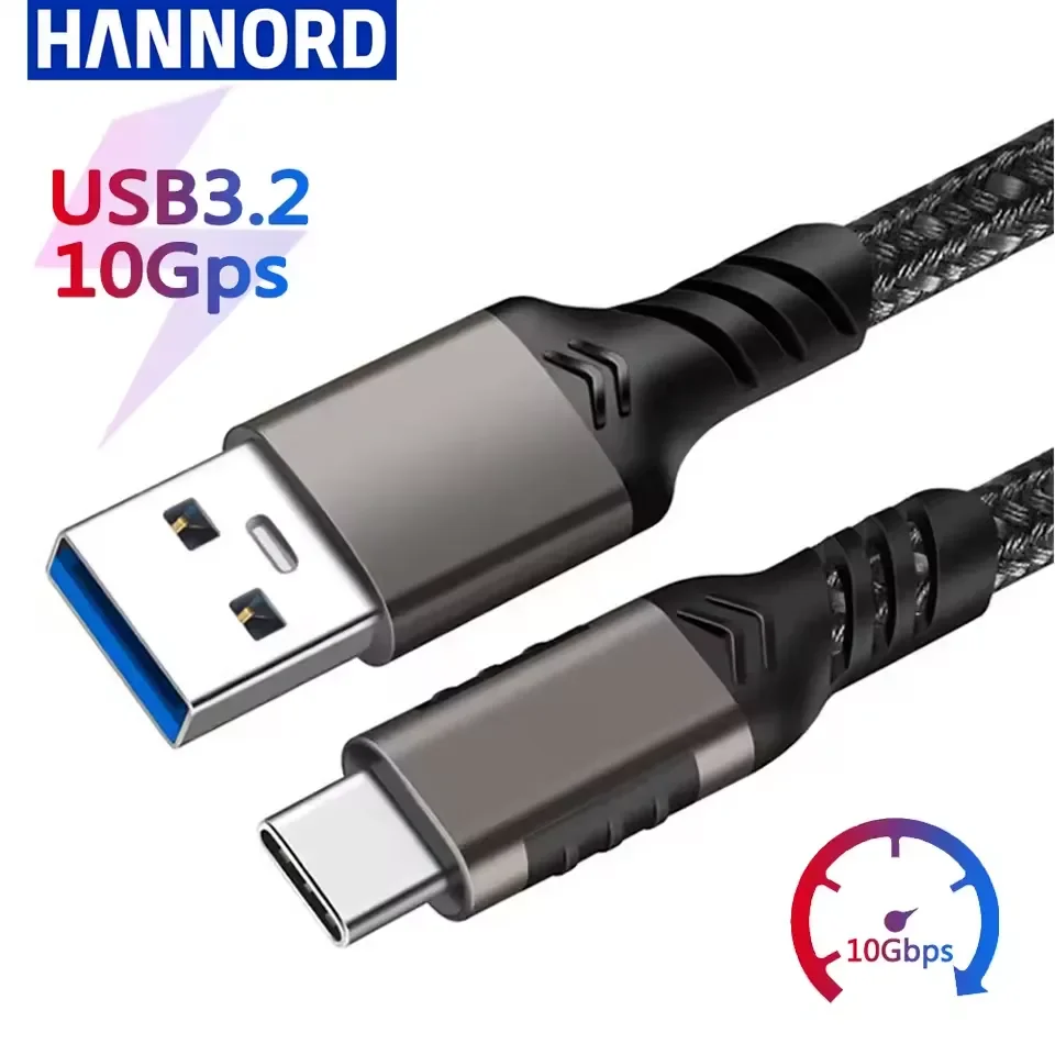 كابل hannord GS19812 USB 3.2 من USB-A إلى Type-C بسرعة 10Gbps وشحن Quick Charge 3.0