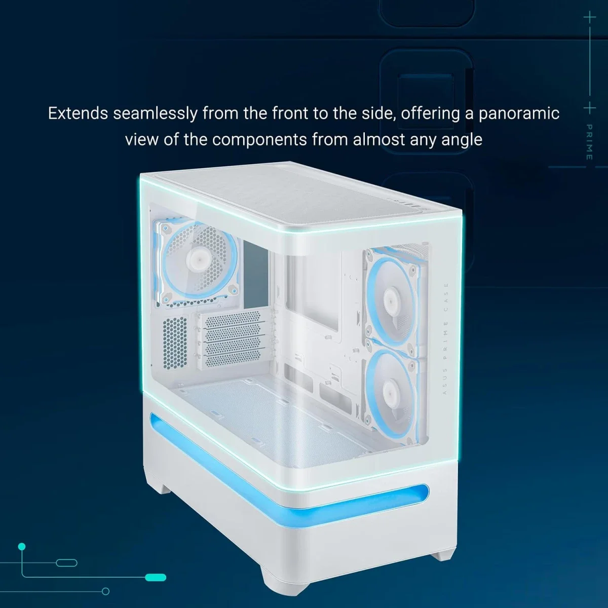 Asus Prime AP202 ARGB White Micro-ATX PC Case with Curved Tempered Glass and 3 ARGB Fans - Image 2