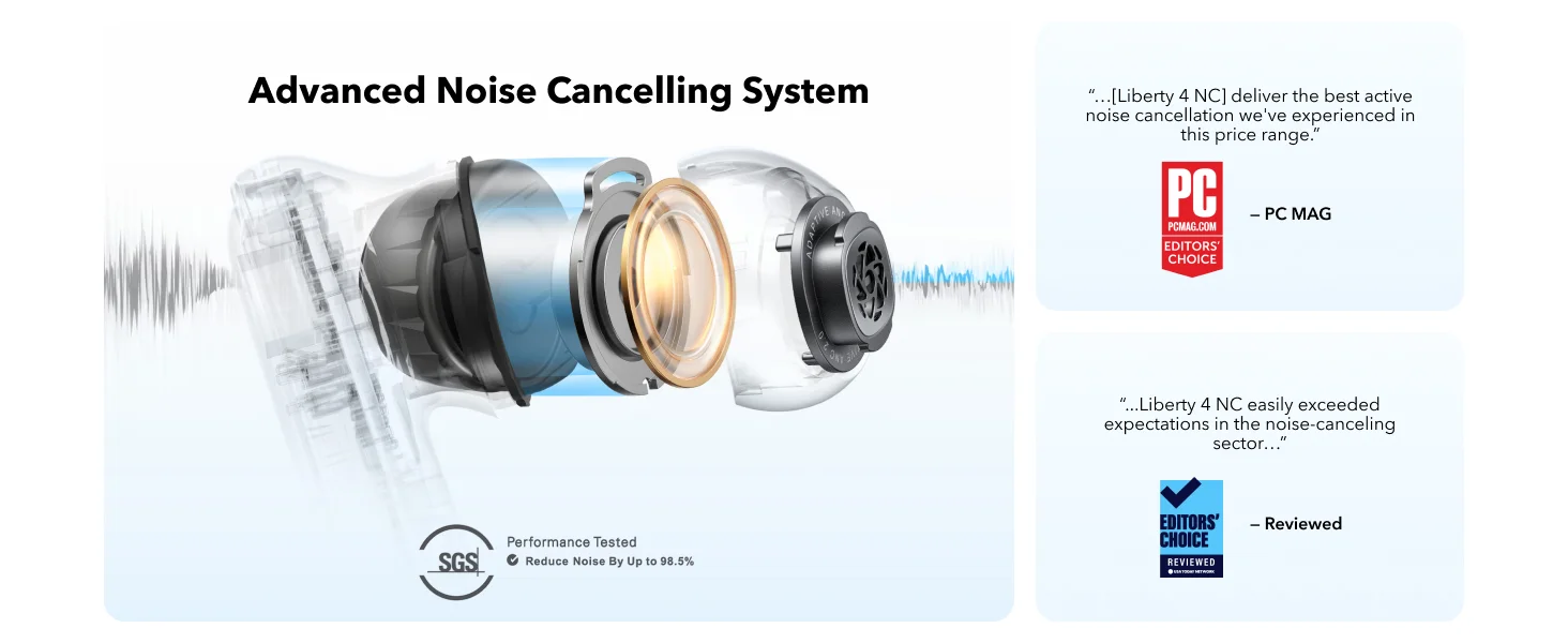 Anker soundcore Liberty 4 NC Wireless Earbuds with Adaptive ANC, Hi-Res Sound, 50H Battery - White - Thumbnail 9
