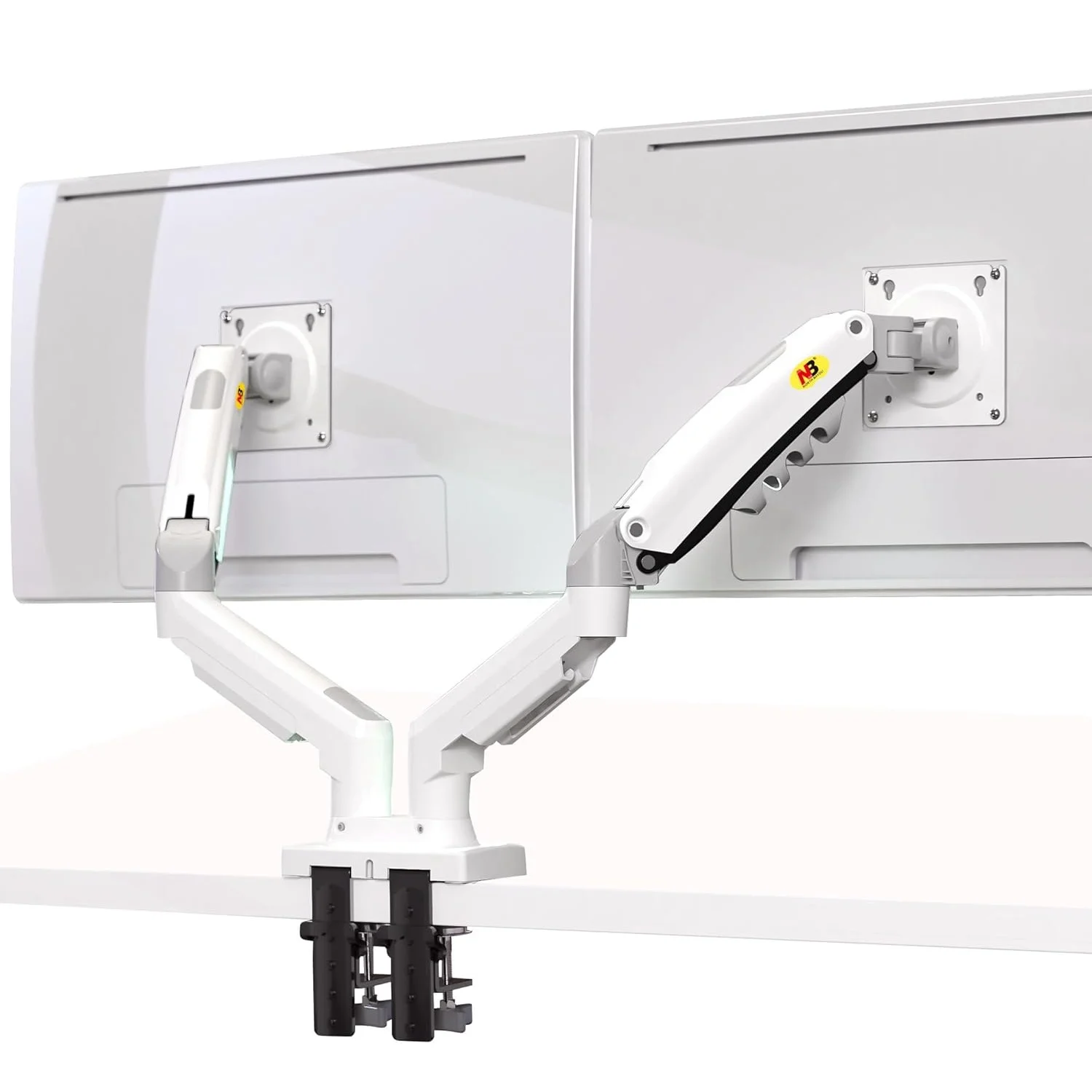 North Bayou F160 Dual Monitor Arm with Gas Spring for 17–27 Inch Monitors, White