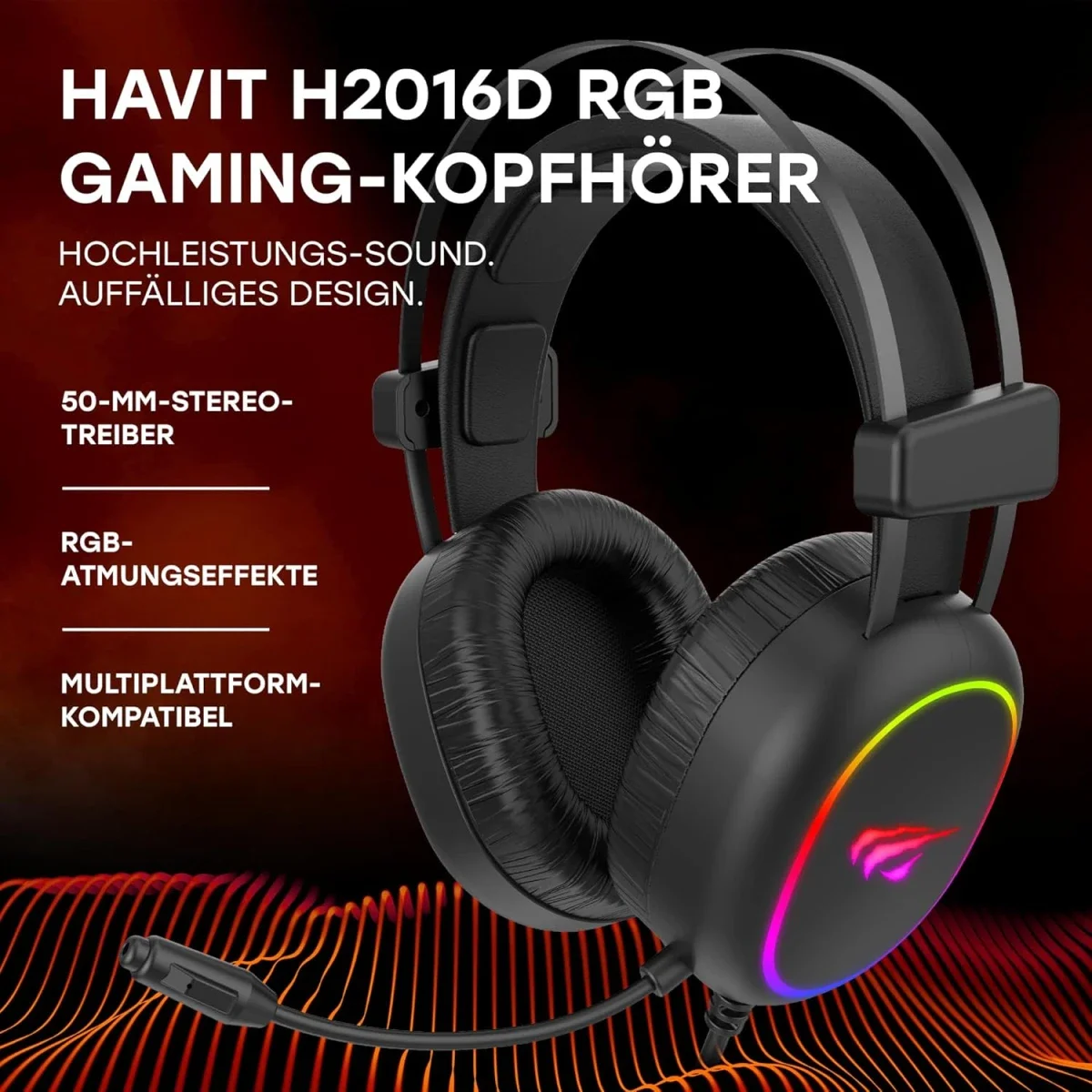سماعة رأس ألعاب HAVIT H2016D RGB سلكية مع ميكروفون - Thumbnail 2