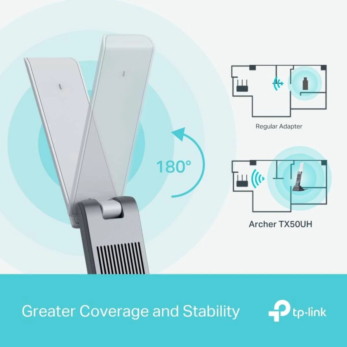 محول واي فاي TP-LINK Archer TX50UH AX3000 Wi-Fi 6 USB 3.0 بسرعة 3000Mbps أسود - Thumbnail 9