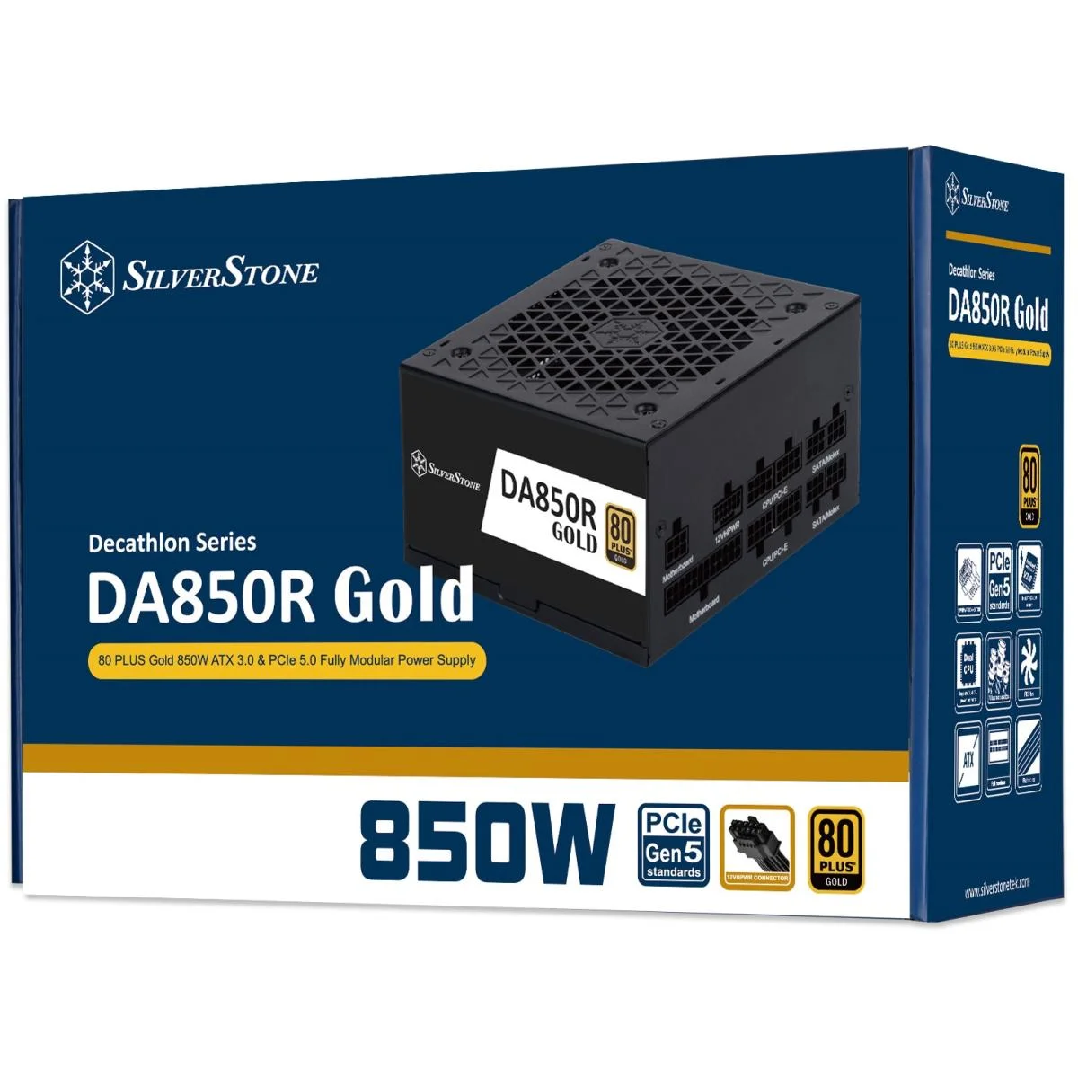 SilverStone DA850R Gold 850W ATX 3.1 Fully Modular 80 PLUS Gold Power Supply