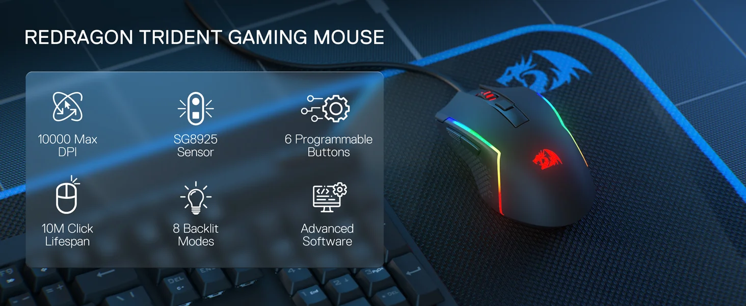 ماوس ألعاب سلكي Redragon M616 RGB بدقة 10000 DPI و6 أزرار قابلة للبرمجة - Thumbnail 10