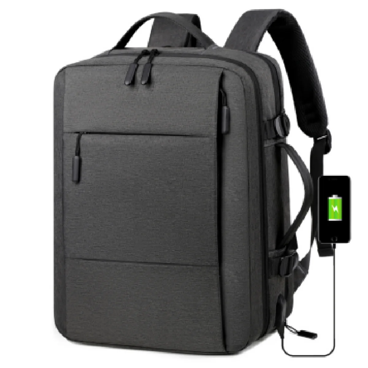 حقيبة ظهر لابتوب للأعمال سوداء مع منفذ شحن USB للابتوبات حتى 17 إنش - Image 2