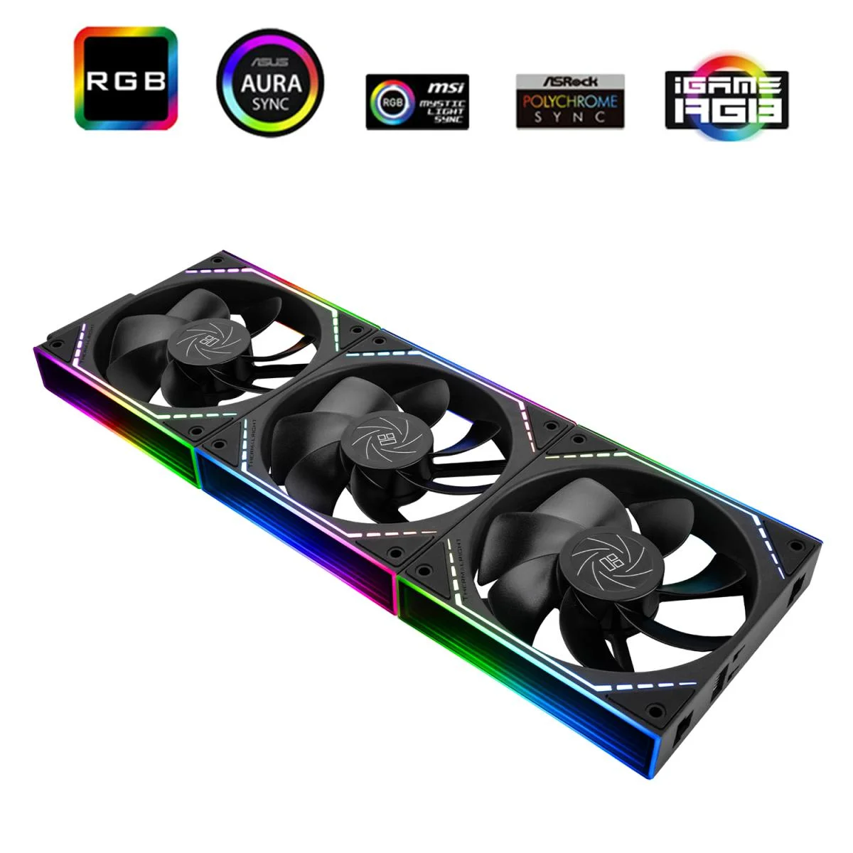 طقم مراوح كيس Thermalright TL-M12QR X3 مقاس 120 مم بإضاءة ARGB وPWM، أسود، 3 مراوح