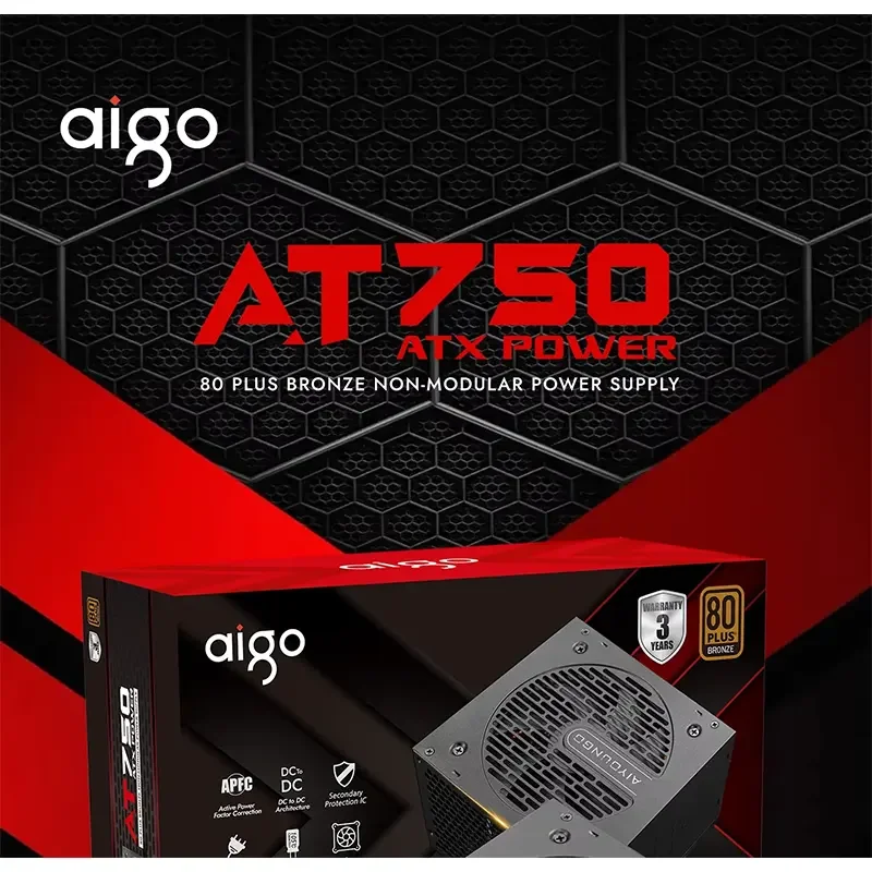 مزود طاقة Aigo AT750 للألعاب بقدرة 750 واط 80 PLUS Bronze بكابلات سوداء - Image 13