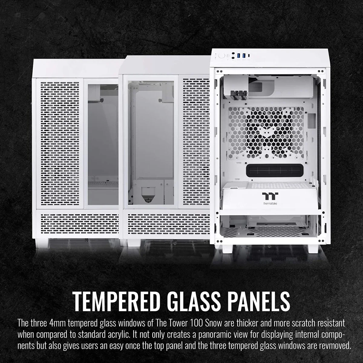 هيكل كمبيوتر Thermaltake The Tower 100 ميني تاور زجاج مقوى M-ITX أبيض - Image 5