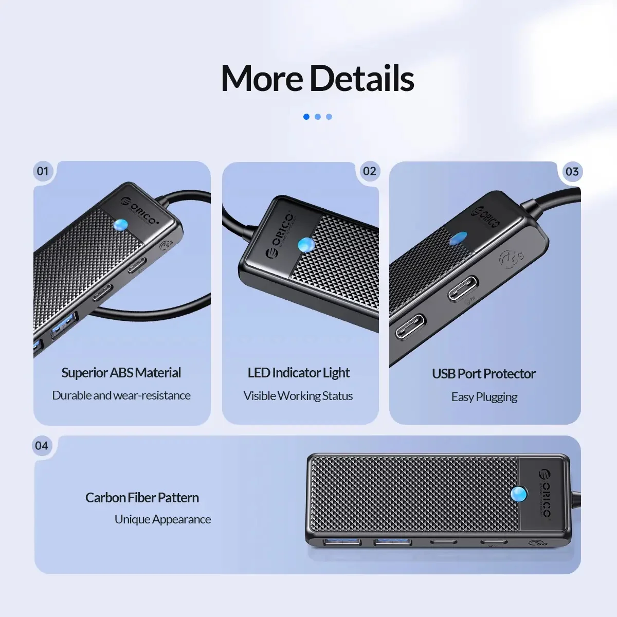 موزع USB-C ORICO PAPW2AC-C3 سلسلة PW بأربعة منافذ USB 3.0 وUSB-C PD، وردي - Image 17