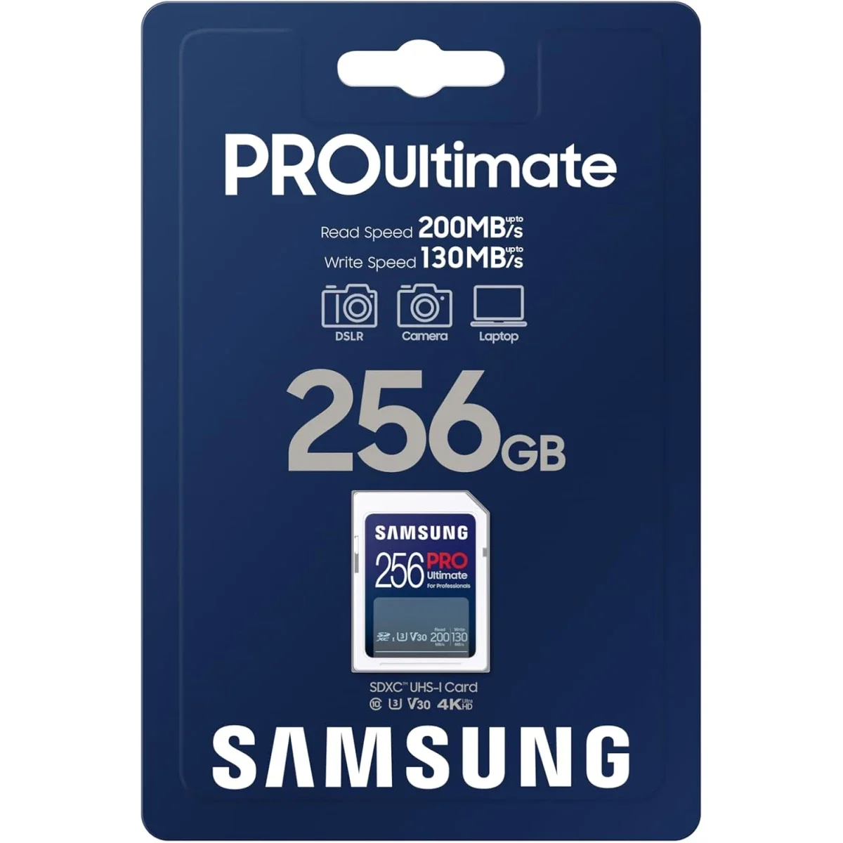 كرت ذاكره Samsung PRO Ultimate SDXC سعه 256GB بسرعه تصل الي 200 MB/s