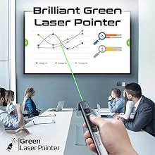 جهاز تحكم بالعروض وقلم ستايلس Promate ProPointer-S لاسلكي بمؤشر ليزر أخضر وتقنية 2.4GHz ومدى 50 متر - أسود - Thumbnail 12