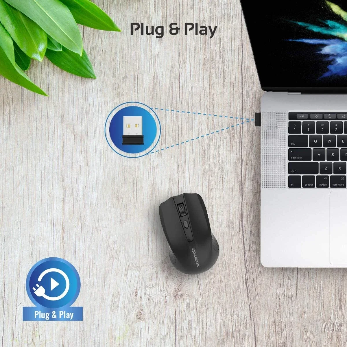Promate CLIX-8 Wireless Optical Mouse with USB Nano Receiver, 1600 DPI, 10m Range - Thumbnail 3