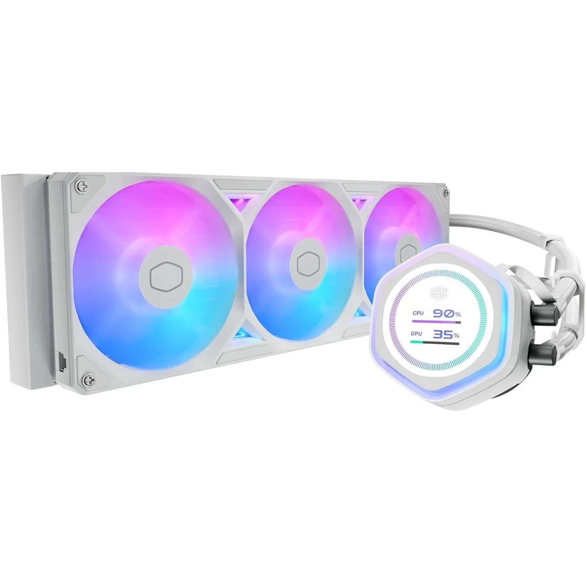 مبرد سائل للمعالج Cooler Master Atmos II 360 LCD AIO بحجم 360mm ARGB باللون ابيض