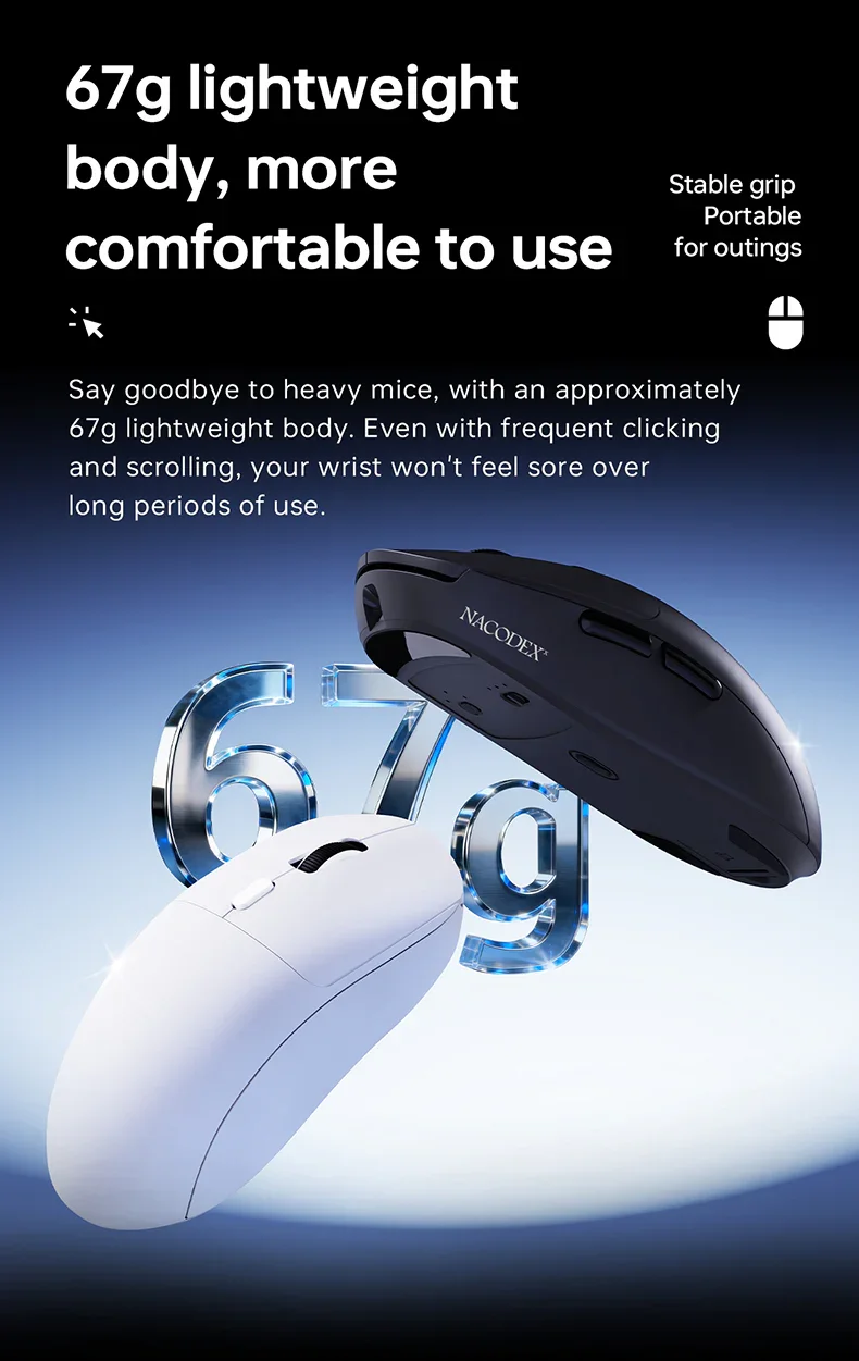 ماوس AJAZZ NJ07 للألعاب ثلاثي الاتصال 12000 DPI، 1000Hz، 300mAh أسود - Image 9