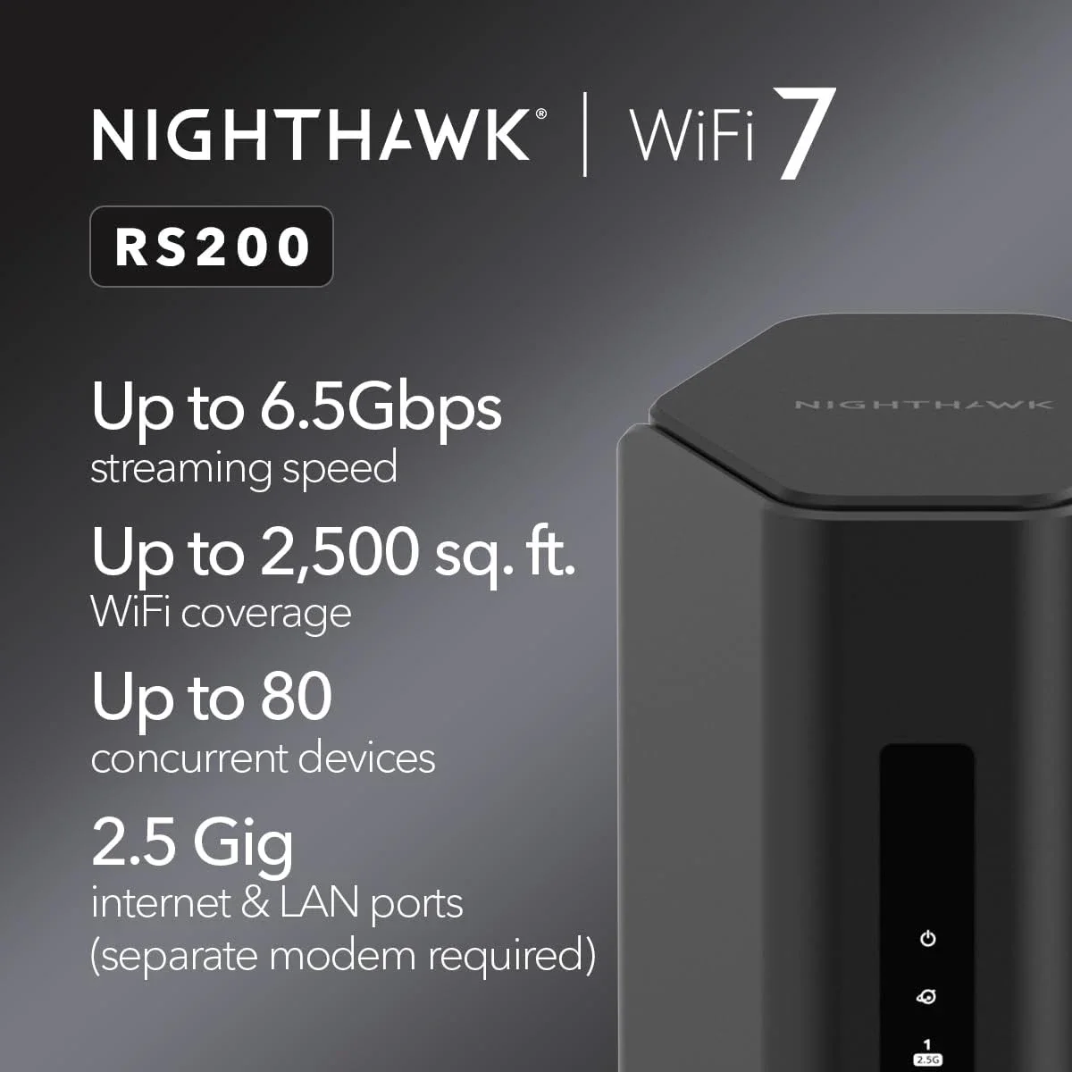 NETGEAR Nighthawk RS200-100APS Dual-Band Wi-Fi 7 Router – Black - Image 2