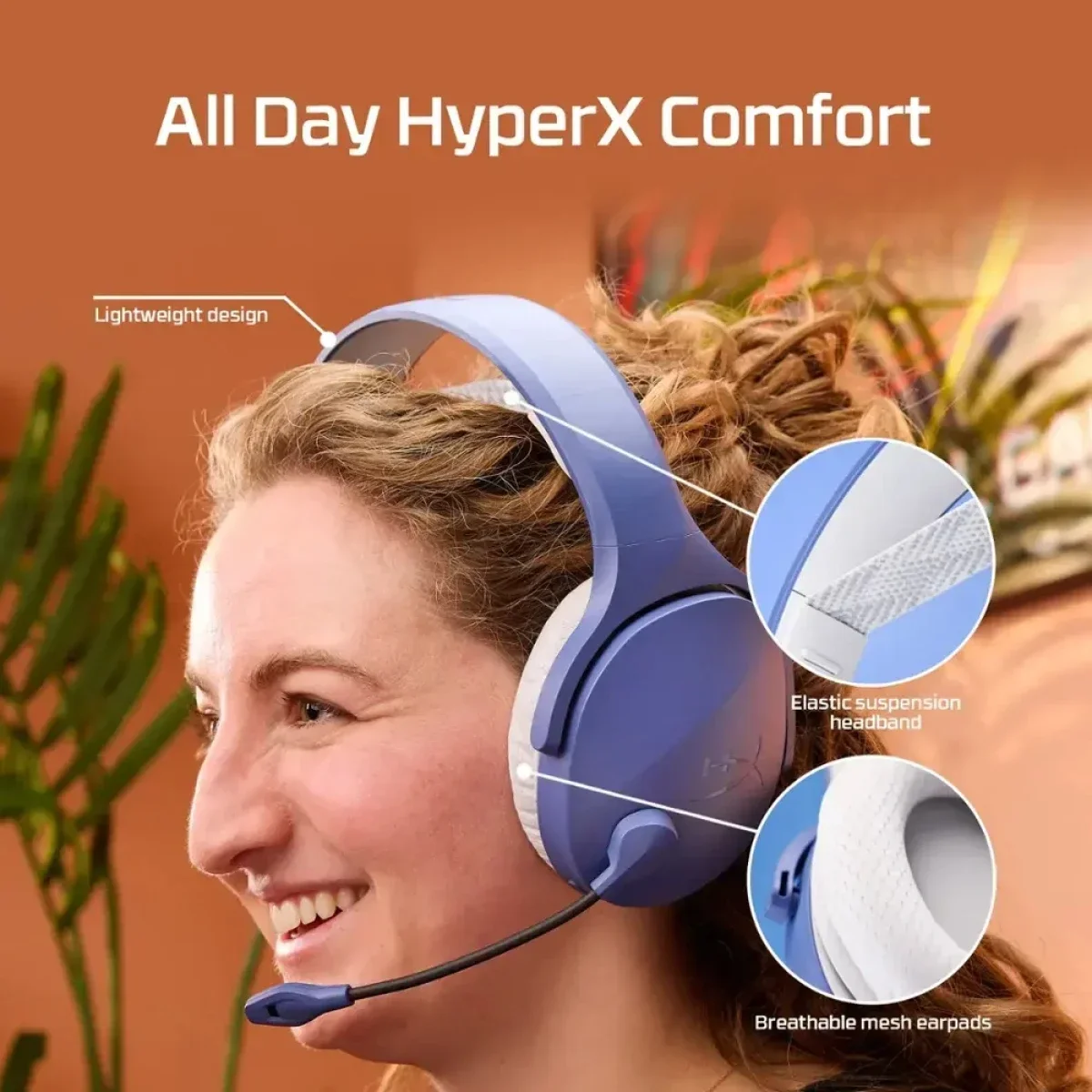 سماعة ألعاب HyperX Cloud Jet لاسلكية مزدوجة وبلوتوث مع تشغيل حتى 25 ساعة، أزرق - Thumbnail 8