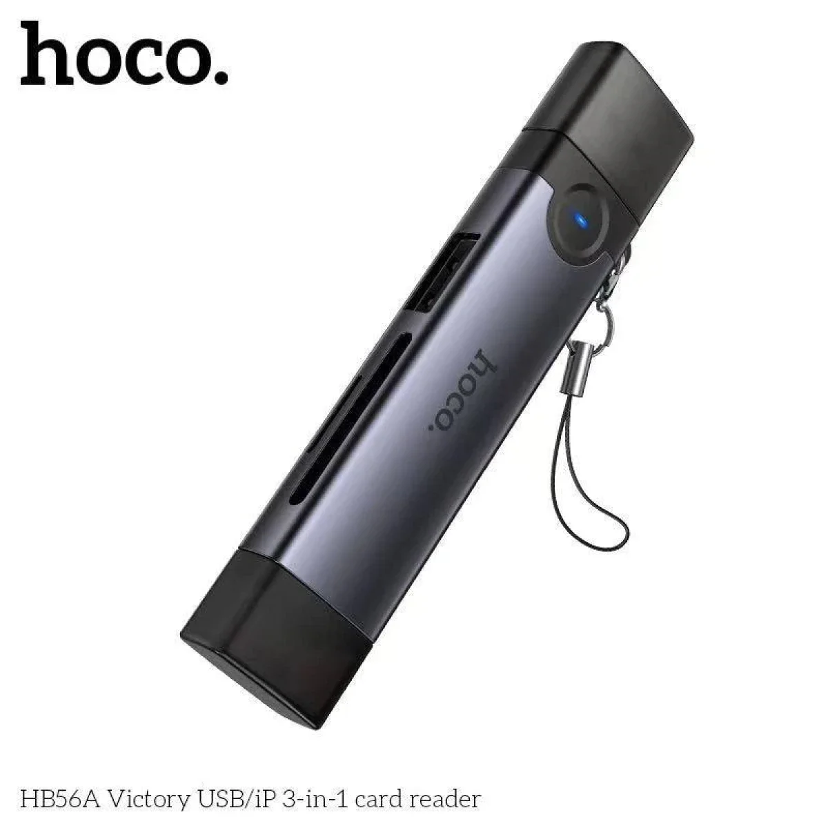 HOCO HB56A Victory 3-in-1 USB-A/iP SD/TF 3.0 Card Reader with USB 2.0 - Metal Grey - Thumbnail 5