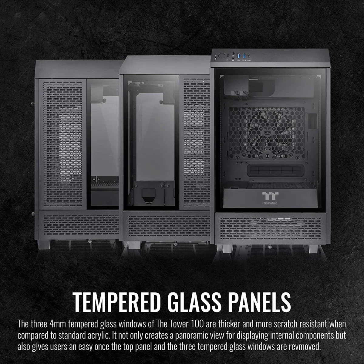 هيكل كمبيوتر Thermaltake The Tower 100 ميني تاور زجاج مقوى Mini-ITX أسود - Image 5