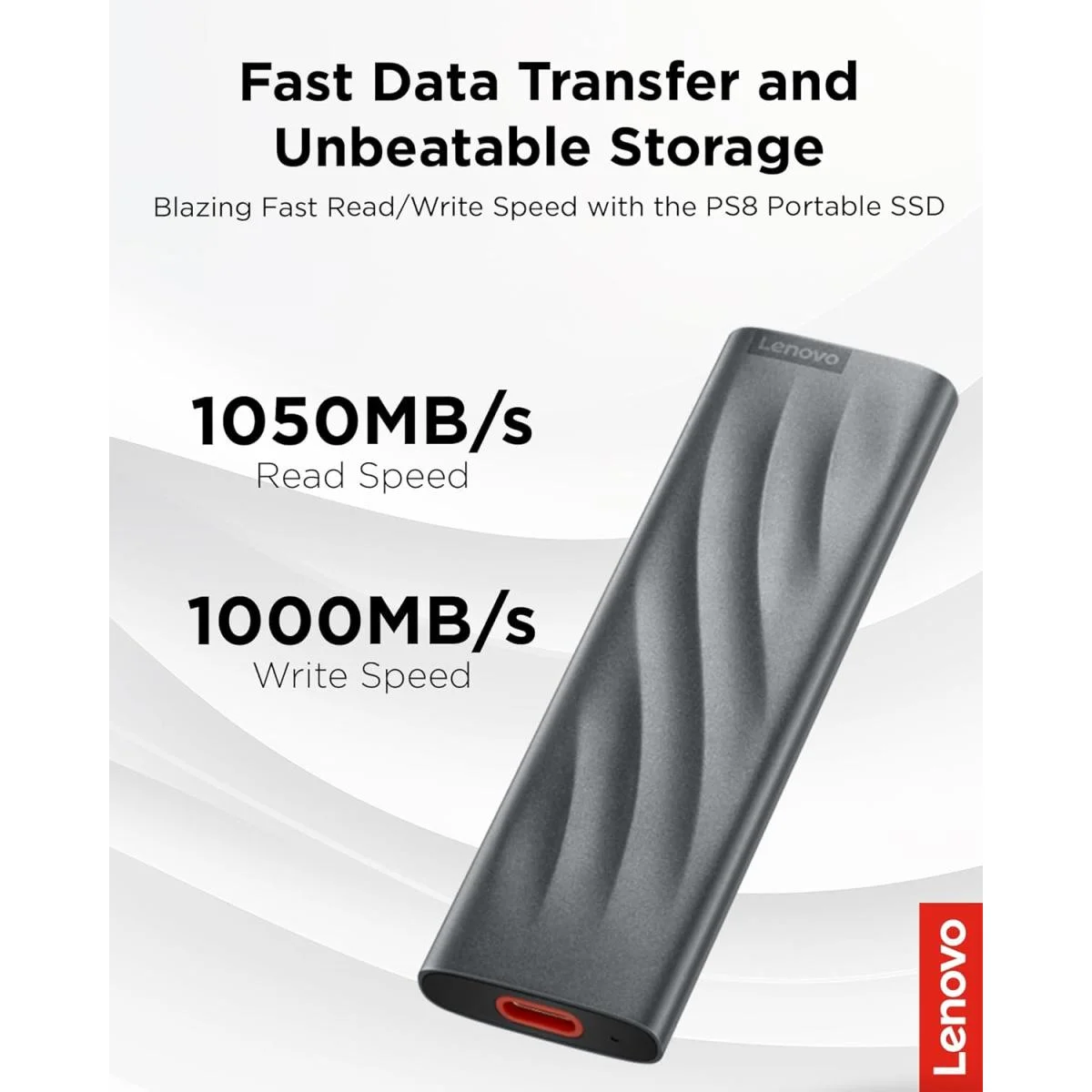 وحدة SSD خارجية محمولة Lenovo PS8 بسعة 512GB ومنفذ USB-C وUSB 3.2 Gen 2 - Image 4